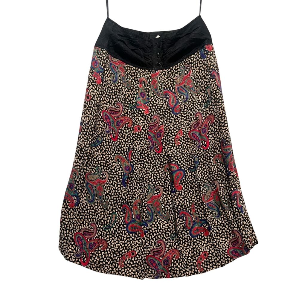 Neiman Marcus Silk Paisley Skirt 14 High Waist Midi Pockets
